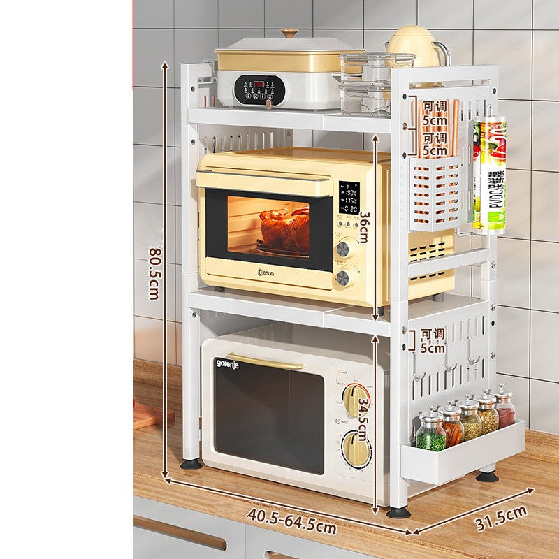 3Tier Microwave Oven Rack Expandable Stand Kitchen Utensils Tableware Storage