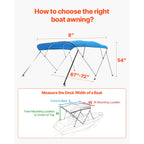 4 Bow 96"x(67"-72") Boat Bimini Top, Pacific Blue Sunshade Canopy