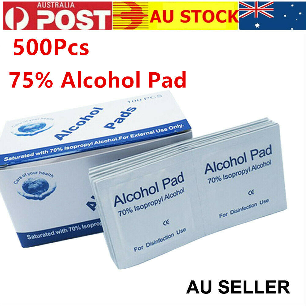 500Pcs 75% Alcohol Pad Antiseptic Swab Wipes Disposable Nail Cleanser Skin Prep