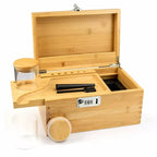 Bamboo Storage Chest with Movable Tray Locking Grinder and Jars Stash Box Bundle
