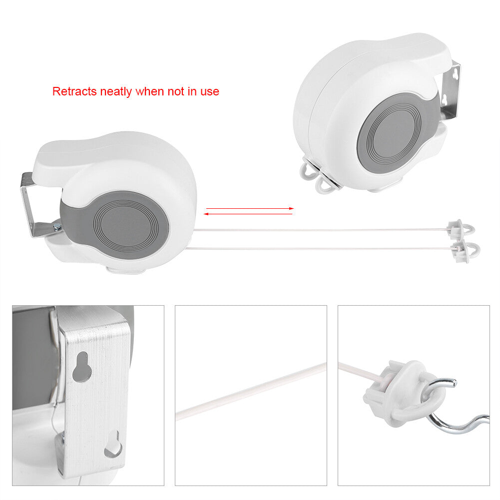 15M Double Line Clothesline Retractable Wall Hanger Clothes Dryer Drying Rack AU
