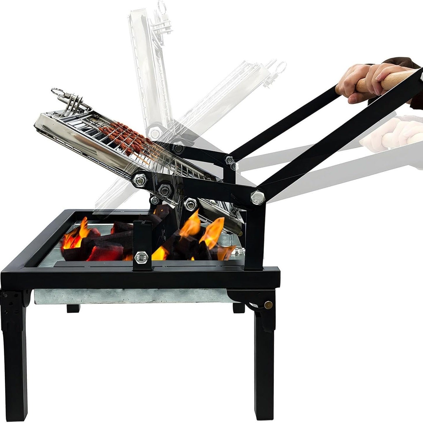 Folding Barbecue Grill Portable Charcoal Grill with Rotating Cooking Griller AU