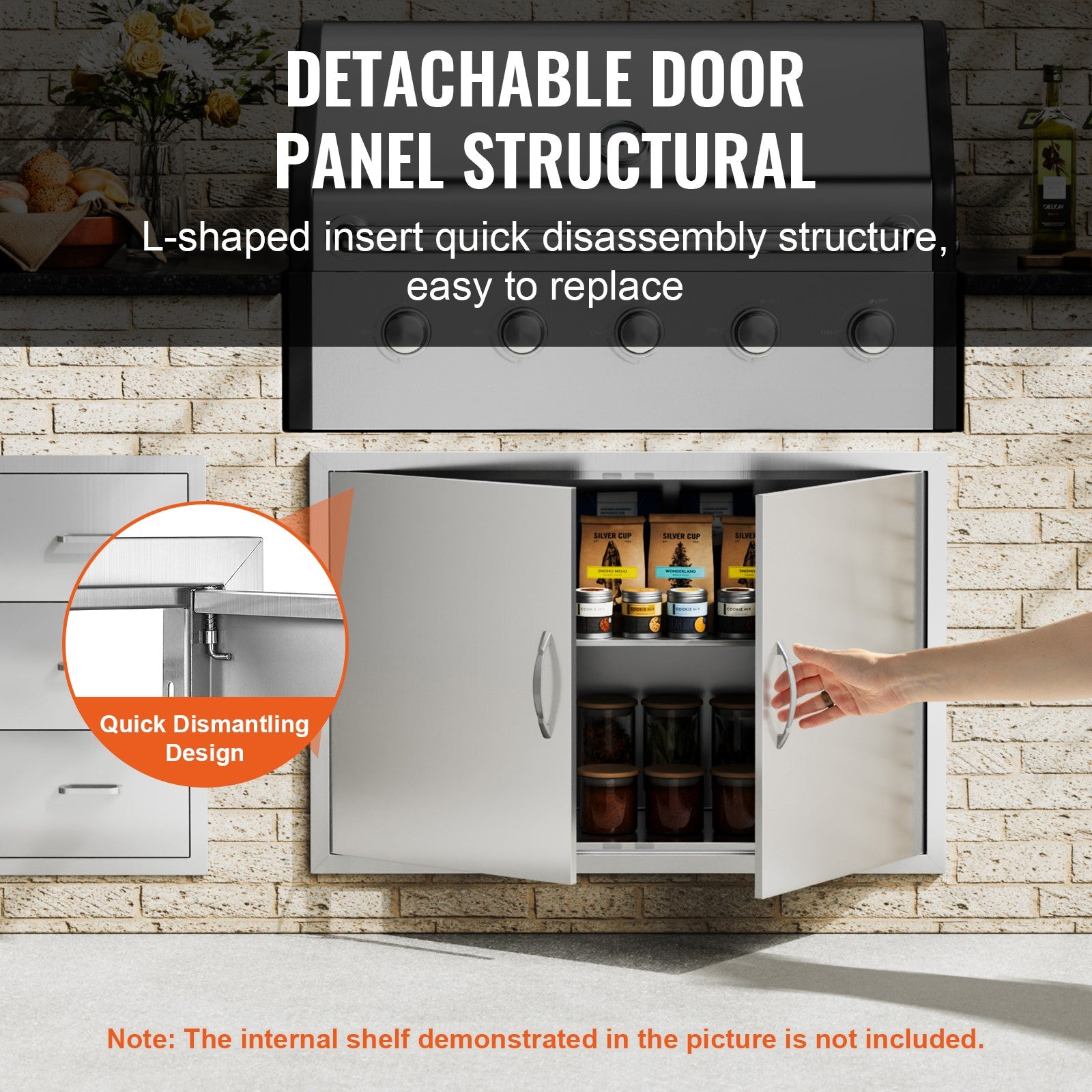 990x660 mm Outdoor BBQ Island Access Door Stainless Steel Kitchen Panel