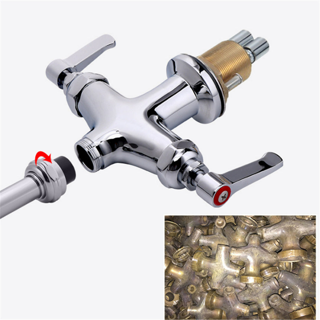 25" Commercial Pre-Rinse Faucet Wall Mount Kitchen Sink Faucet w/ Sprayer