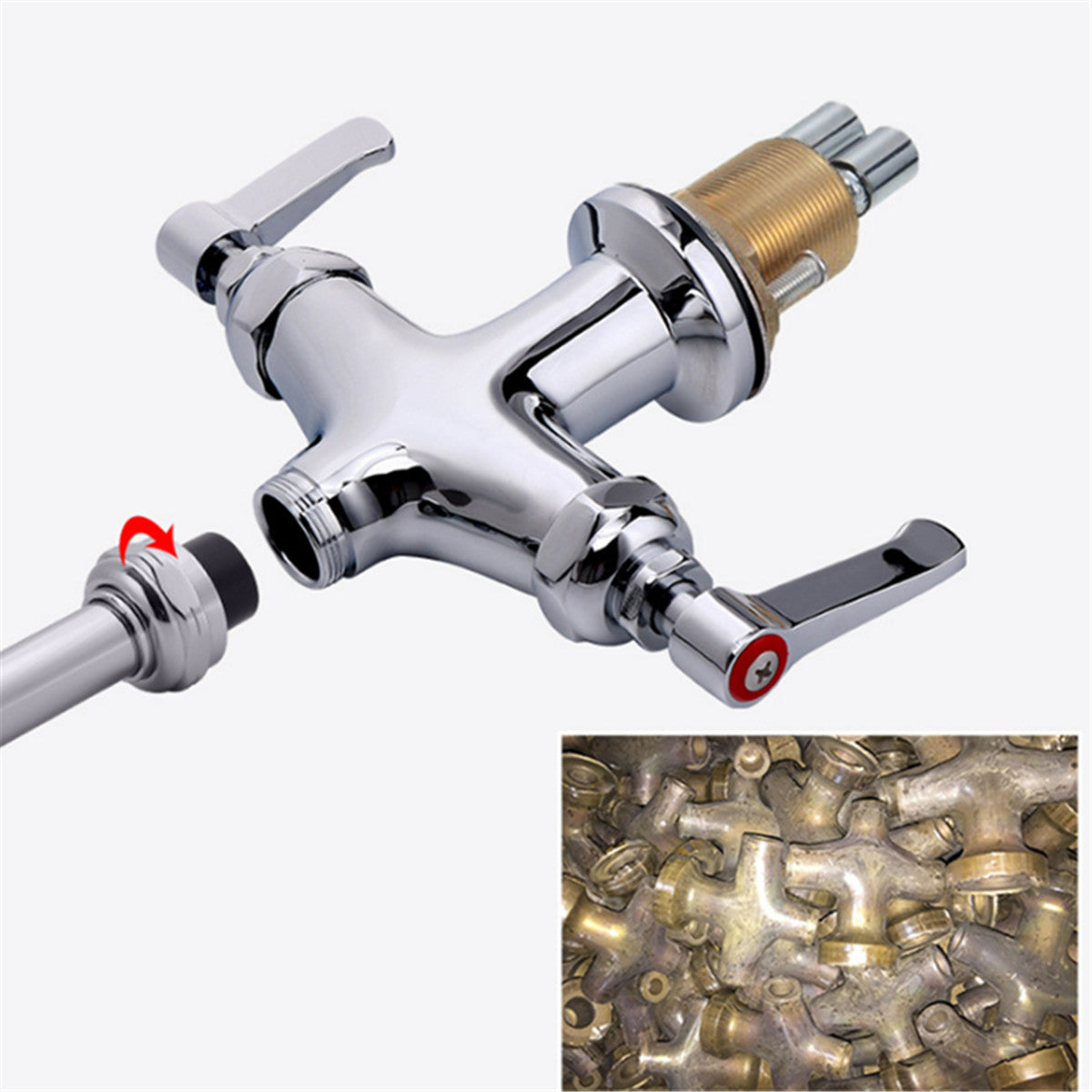 25" Commercial Pre-Rinse Faucet Wall Mount Kitchen Sink Faucet w/ Sprayer