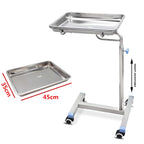 Mobile Mayo Tray Stainless Steel Trolley Surgical Medical Salon Instrument Cart