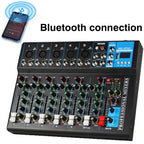 Bluetooth Portable Audio Mixer w/USB DJ Sound Mixing Console 7-Channel