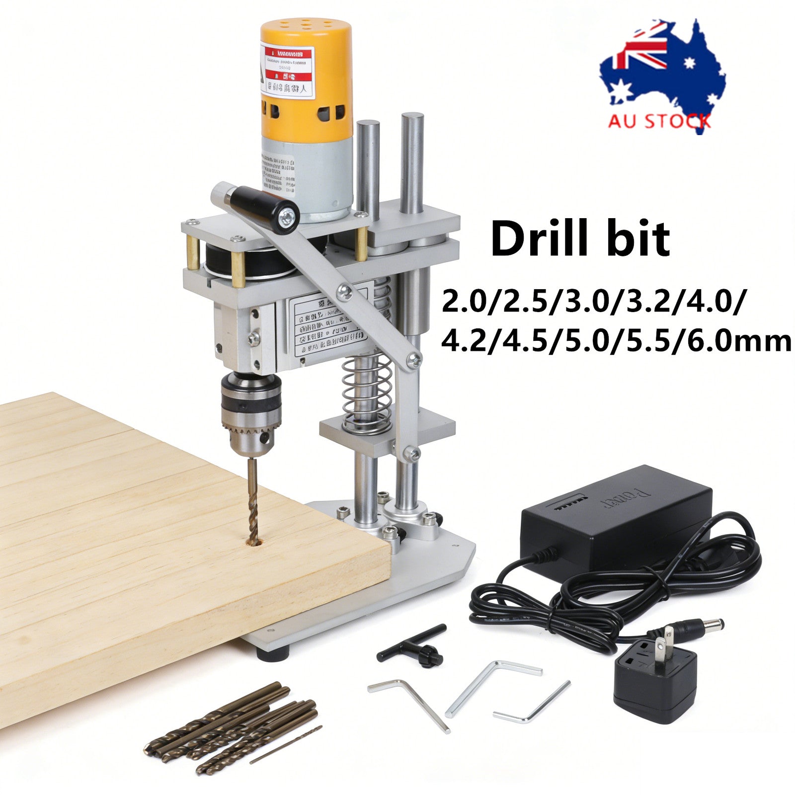 Electric Bench Drill 7 Speed Drilling Machine w/ 10pcs  2.0-6.0 mm Drill Bits