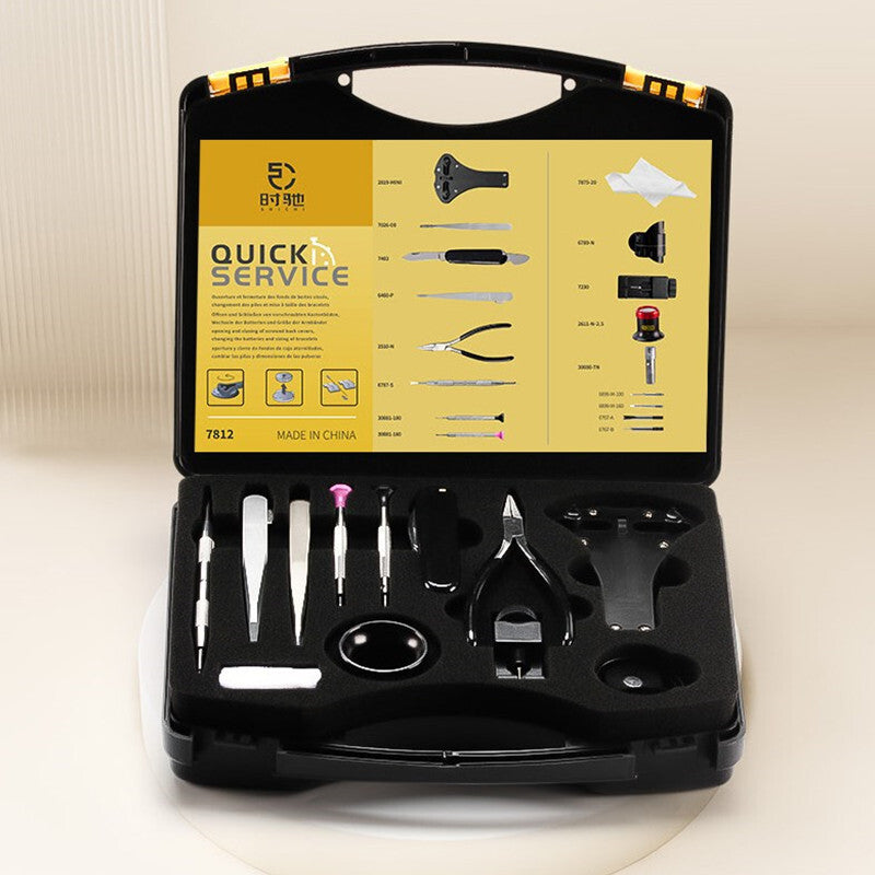 17 Pieces 7812 Professional Grade Quick Service Watch Repair Kit in Carry Case