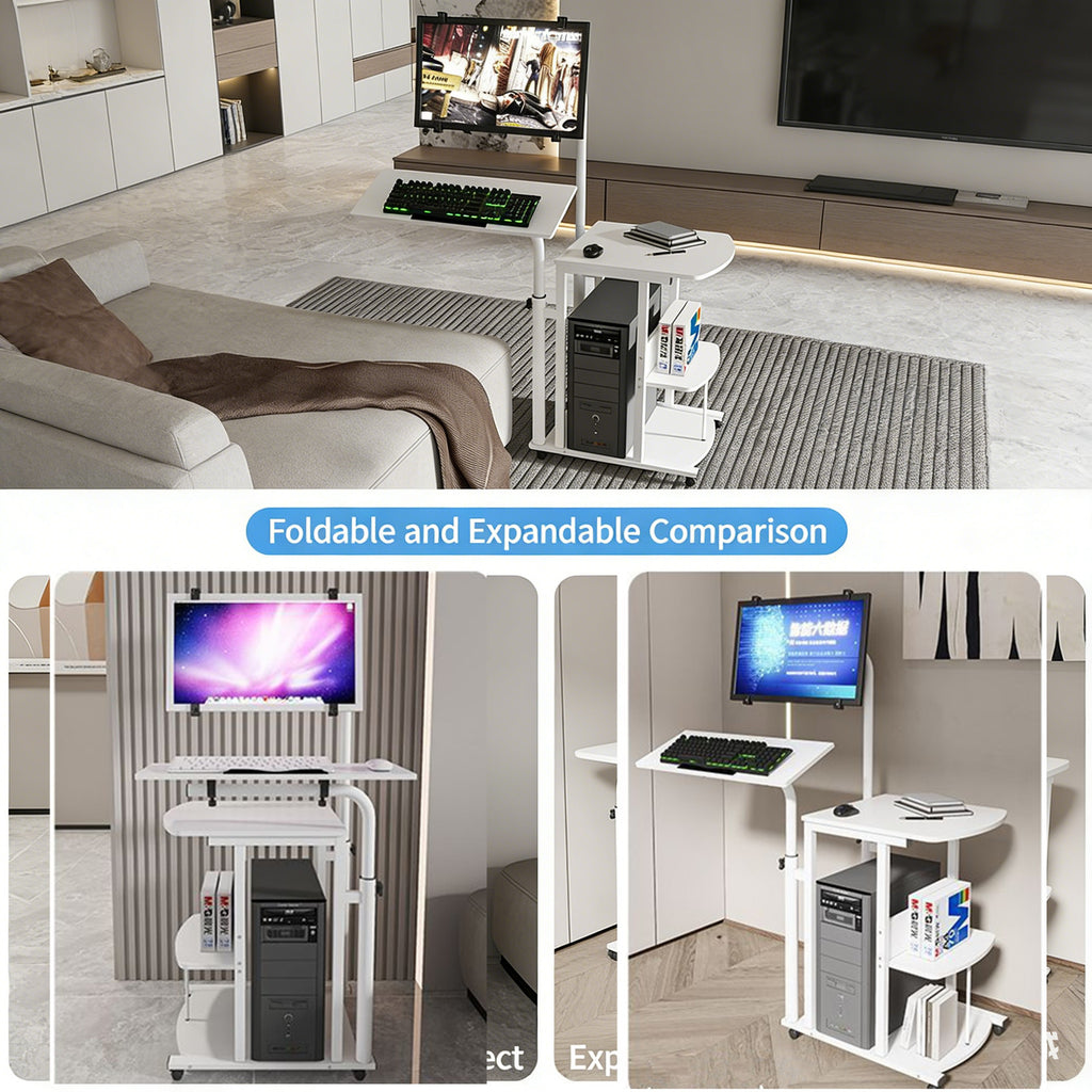 Overbed Bedside Table Standing Desk Hanging Laptop Computer Height Adjustable