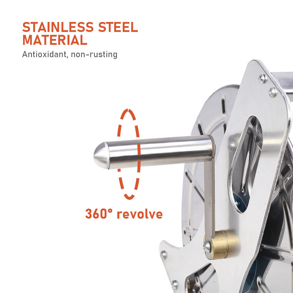 Steel Industrial Water Hose Reel Holder 1/2'' X 60M Capacity & Barb Fittings