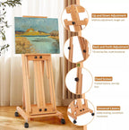 Artist Easel H-Frame Easel Large Studio Heavy-Duty Wood Painting Art Easel Stand