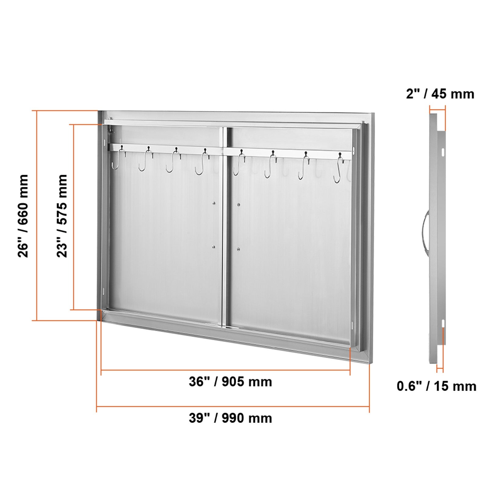 990x660 mm Outdoor BBQ Island Access Door Stainless Steel Kitchen Panel