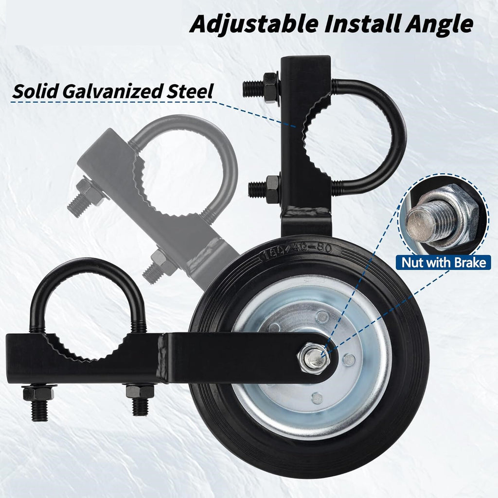 6" Gate Wheel Caster for Metal Swing Gate with 1-5/8" Thru 2" Gate Frames Wheel