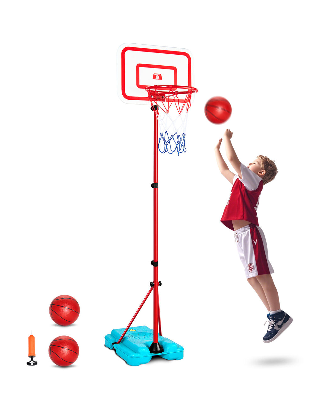 Adjustable Kids Basketball Hoop with Secure Base for Indoor & Outdoor Play