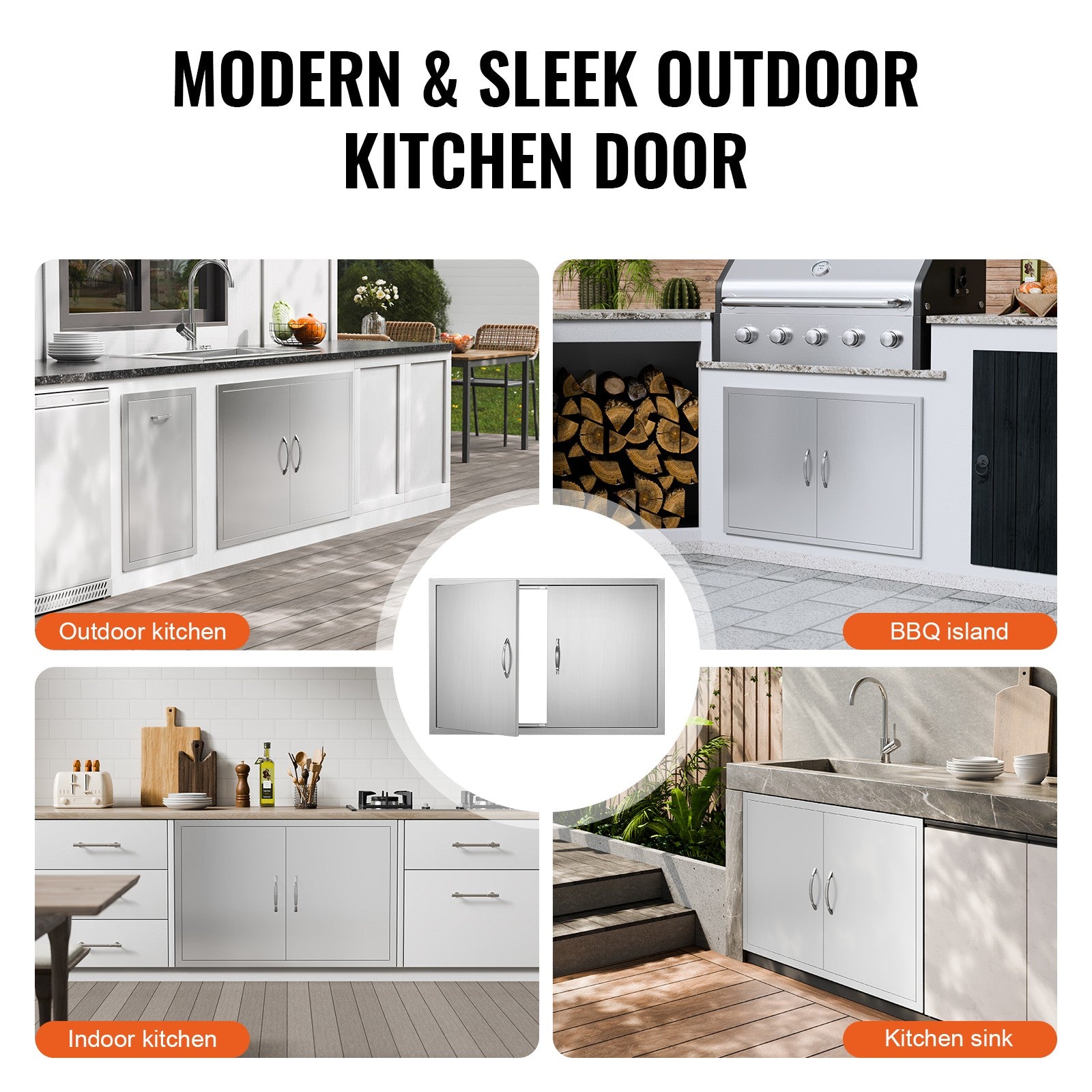 990x660 mm Outdoor BBQ Island Access Door Stainless Steel Kitchen Panel