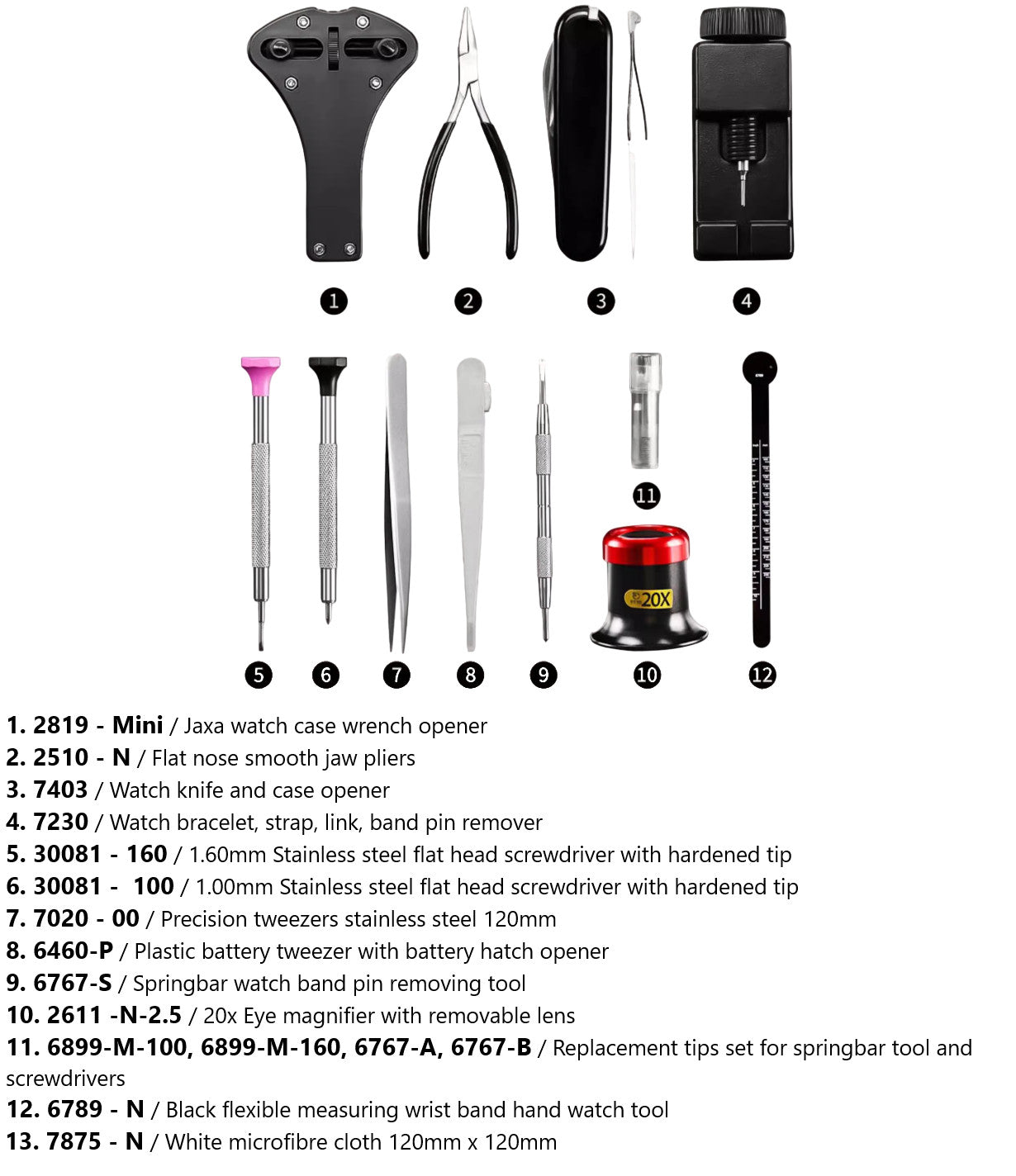 17 Pieces 7812 Professional Grade Quick Service Watch Repair Kit in Carry Case