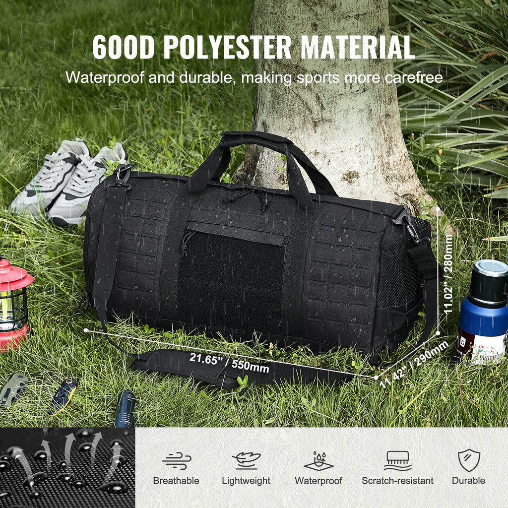 45L Tactical Duffle Bag with Molle, Shoe Storage, Waterproof & Durable Design