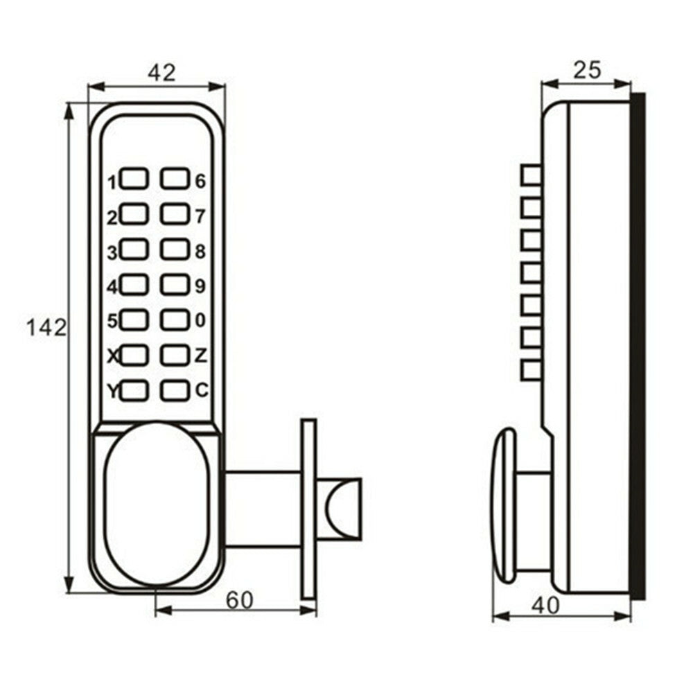 Mechanical Keyless Combination Latch Door Lock Double-Sided Keypads for Gates AU
