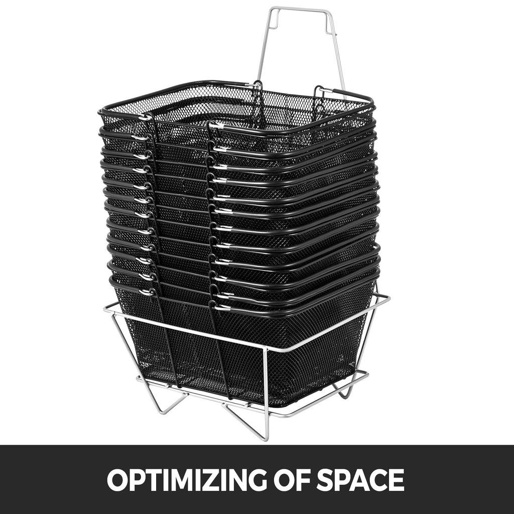 12PCS Metal Shopping Baskets with Handles - Durable and Space-Saving Design