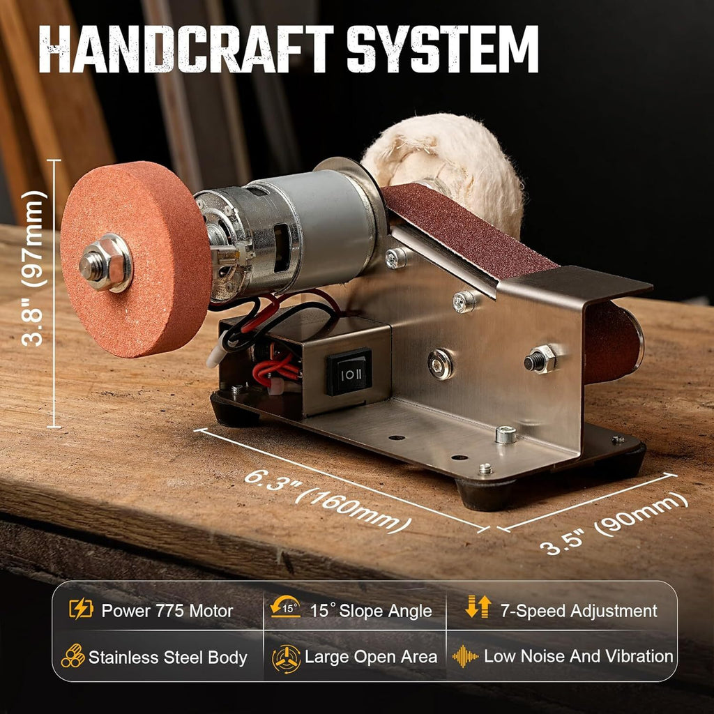 Electric Mini Belt Sander Knife Sharpener Speed Control Small Grinder Machine AU