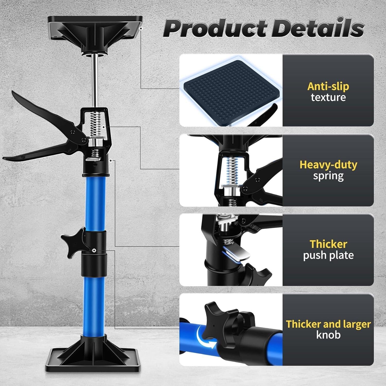 2pcsTelescopic Support Pole Jacks Labor-Saving 3rd Hand Telescopic Rod Hand Jack