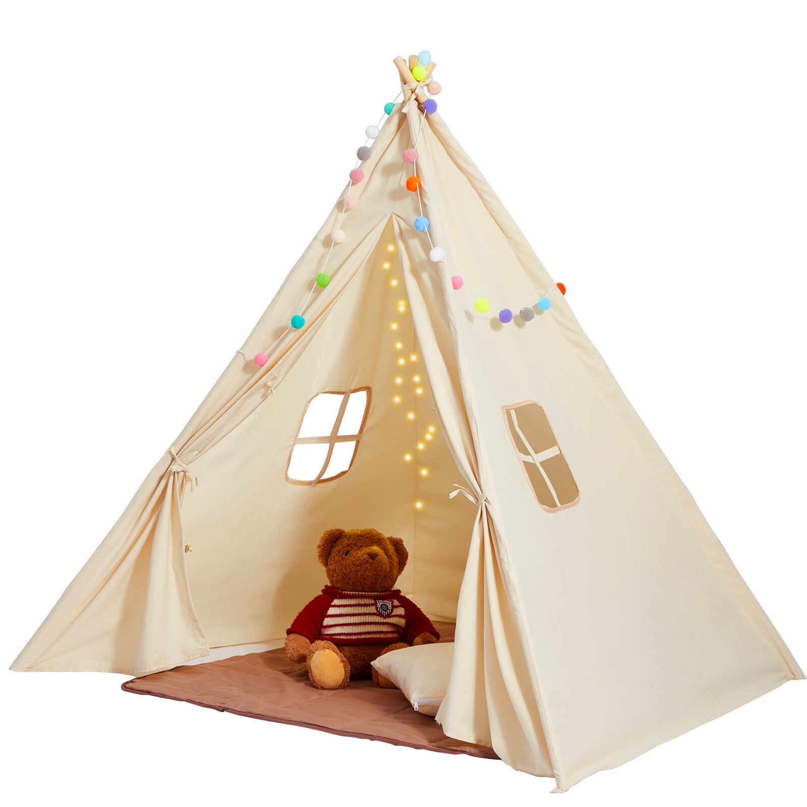 Cozy Kids Teepee Tent with Mat & Balls for Indoor/Outdoor Play (1-5 Years)