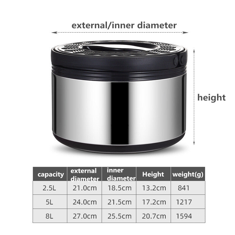 Stainless Steel Hot Cold Food Insulated Casserole Hot Pot Set of 3 (2.5L,5L,8L)
