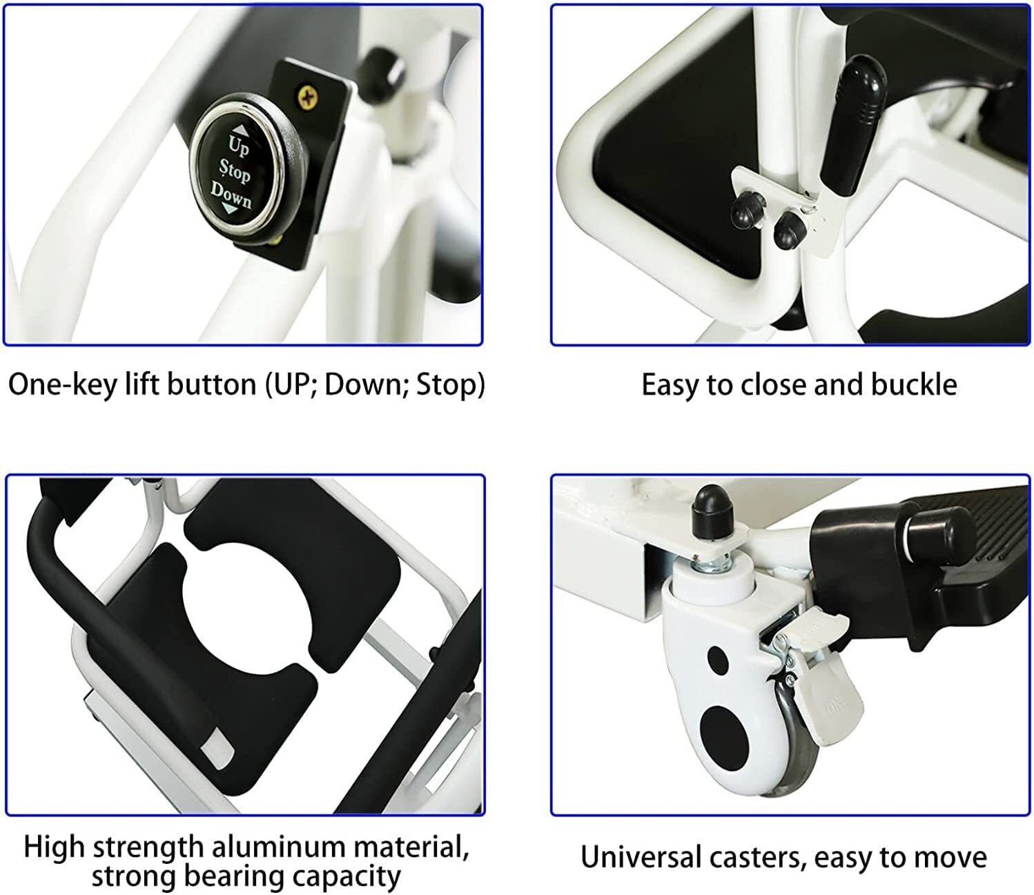 Transfer Lift Chair for Elderly Height Adjustable Electric Wheelchair 180° Split