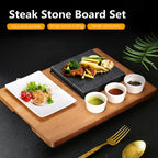 Black Rock Grill Steak Stone Set Hot Stone Cooking Steak Stone w/Ceramic Dishes
