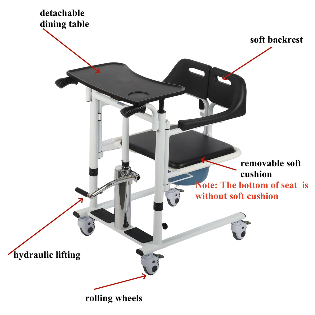 Lift Transfer Chair Patient Wheelchair+Assist Rise Lifter Hydraulic Lift Chair