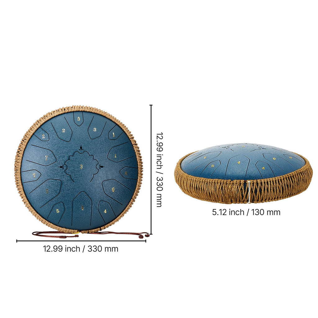 33cm Steel Tongue Drum, 15-Note C Major with Mallets for Relaxation
