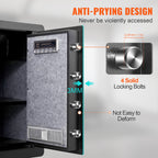 Digital Safe Box with Fingerprint and Password Lock, 2.2C Capacity, Steel Home Office Security