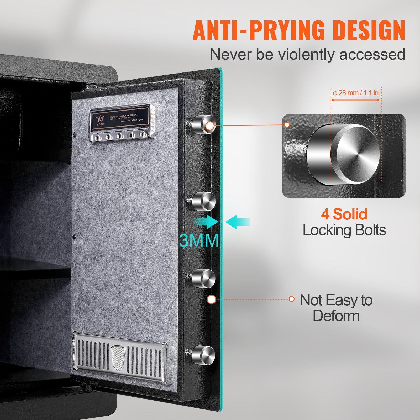 Digital Safe Box with Fingerprint and Password Lock, 2.2C Capacity, Steel Home Office Security