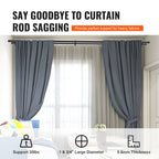 Adjustable Double Curtain Rods 72-144" with Cap Finials, Matte Black Finish