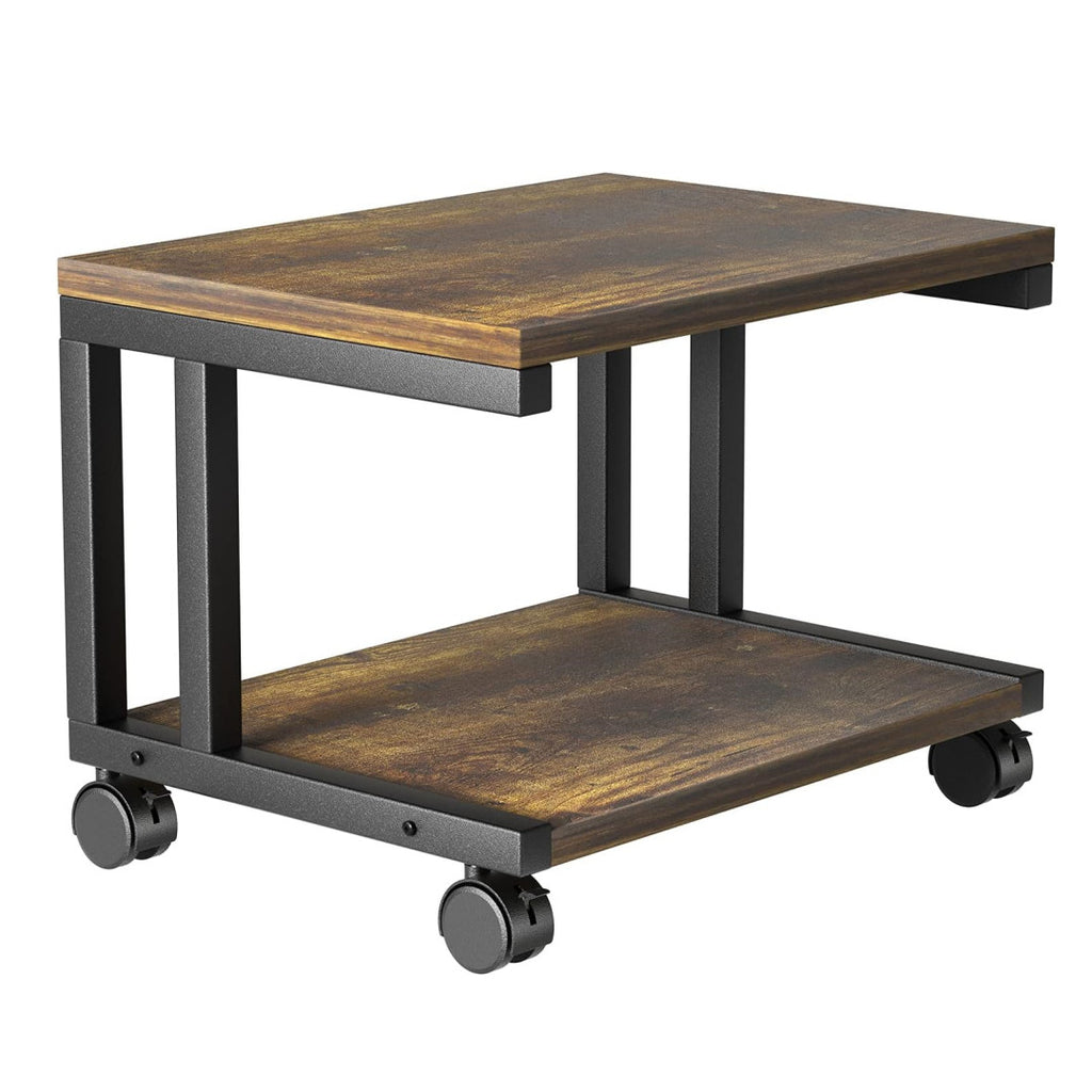 Under Desk Printer Stand 2 Tier Printer Rolling Cart Rack Storage Shelf w/Wheels