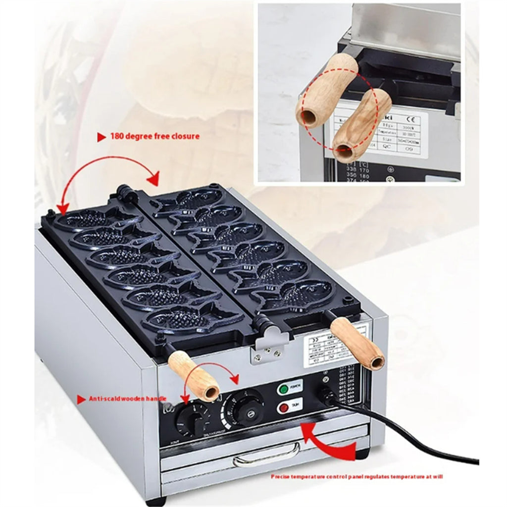 3000W Electric Taiyaki Machine Commercial Fish Shaped Waffle Maker Machine AU
