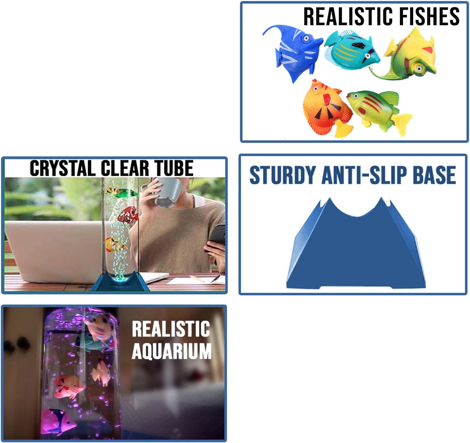 LED 7 Color Changing Aquarium Bubble Light Fish Floor Water Lamp Tower Tube AU