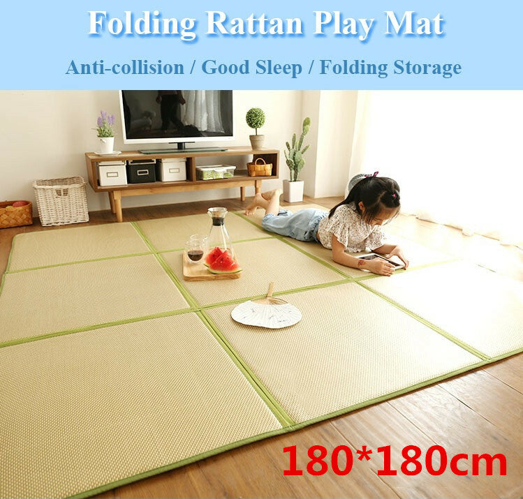 180*180cm Tatami Mat Rattan Japanese Floor Mat 1.2cm Thickness Large Area Rug