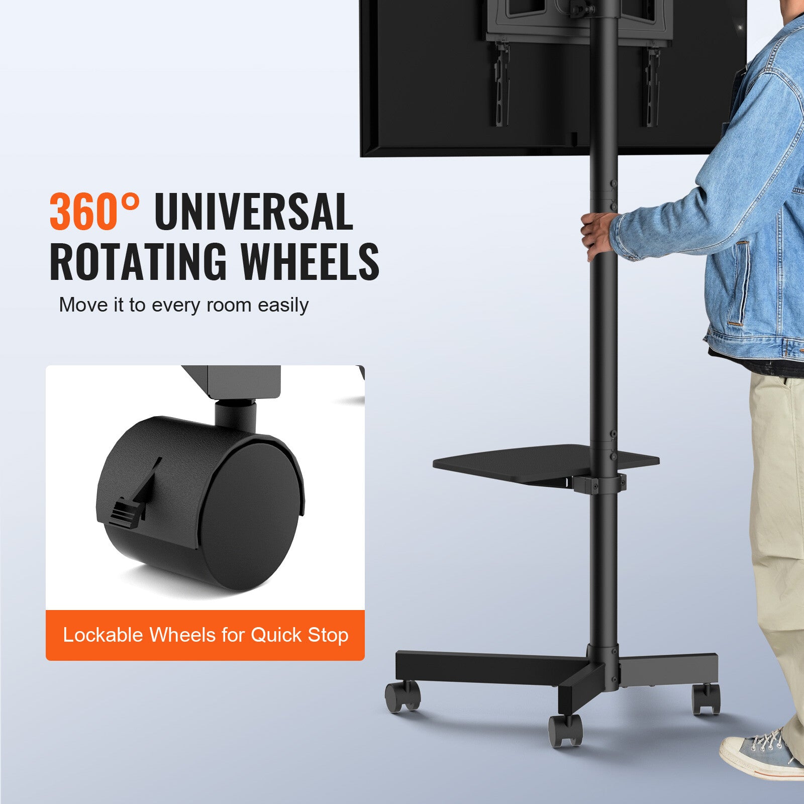 Mobile TV Bracket Floor Stand Cart Trolley LCD LED Screen 23" - 60" 39.9kg