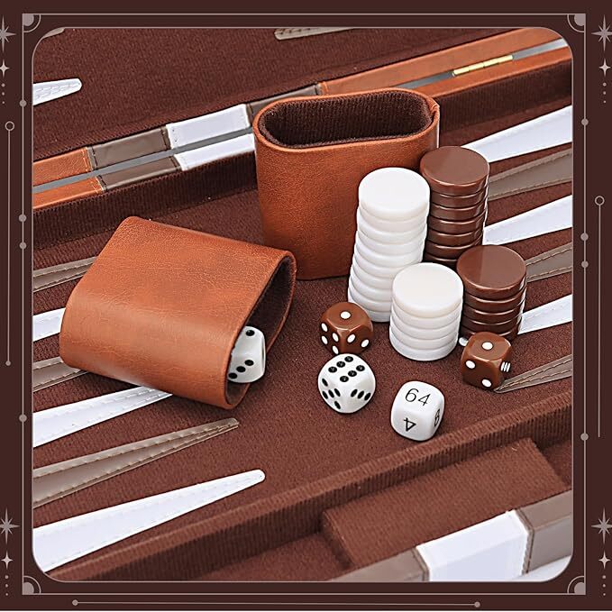 18inch Backgammon Set Classic Board Game Premium Leather Case Portable Game Set