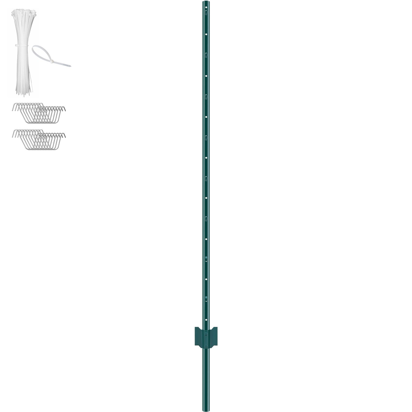 5 Ft U-Channel Metal Fence Posts, Set of 10, Durable Green