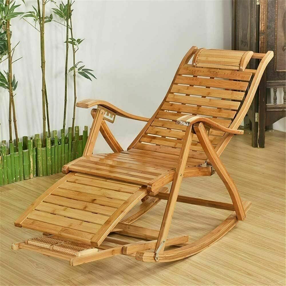 Leisure Rocking Chair Backrest Folding Bed Elderly Relax Armchair Foot Massage