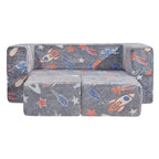 Modular Kids Play Couch with Glow-in-the-Dark Fabric and Washable Cover
