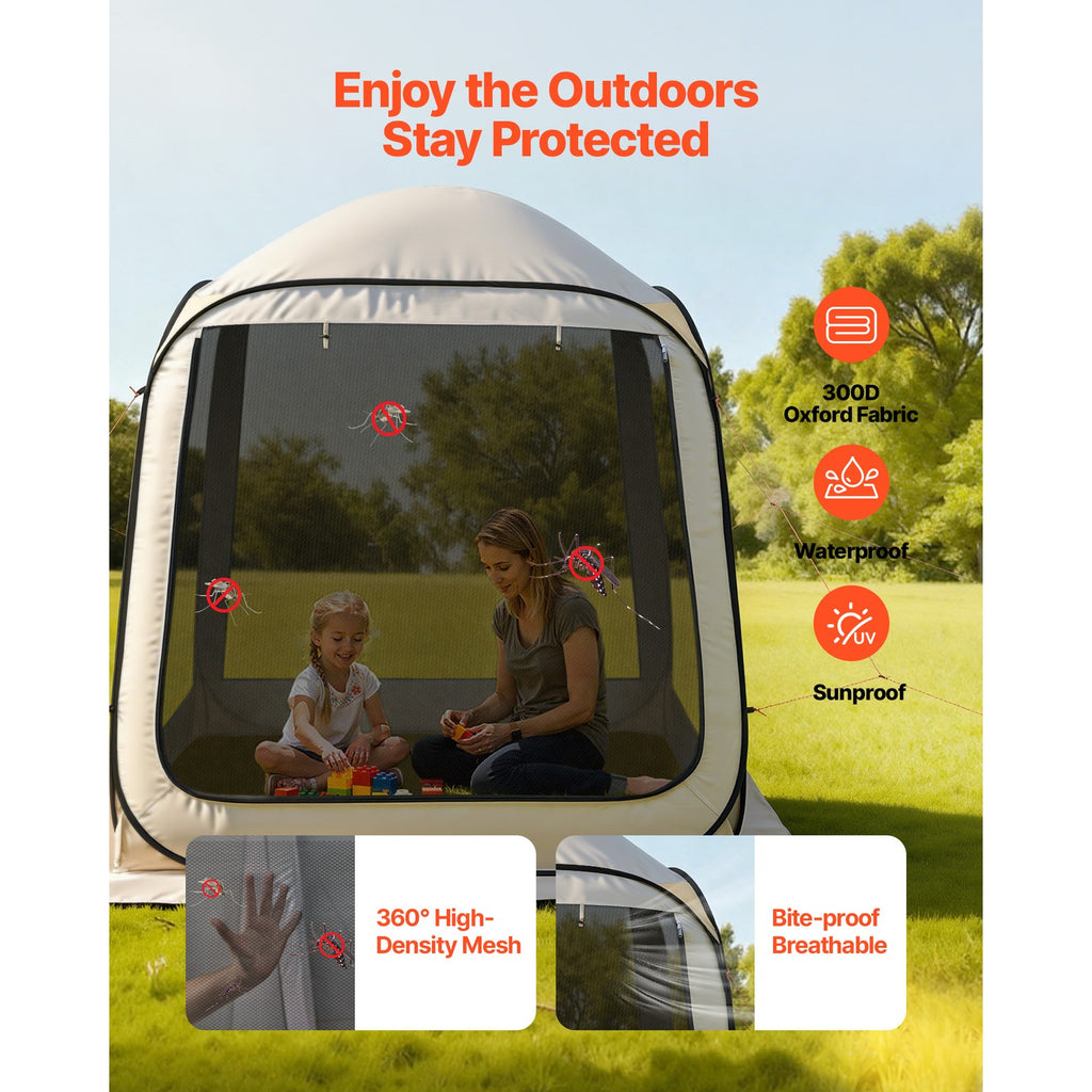 Pop-Up Screen Tent for 4-6 People, Dimensions 1825 x 1825 x 2200mm