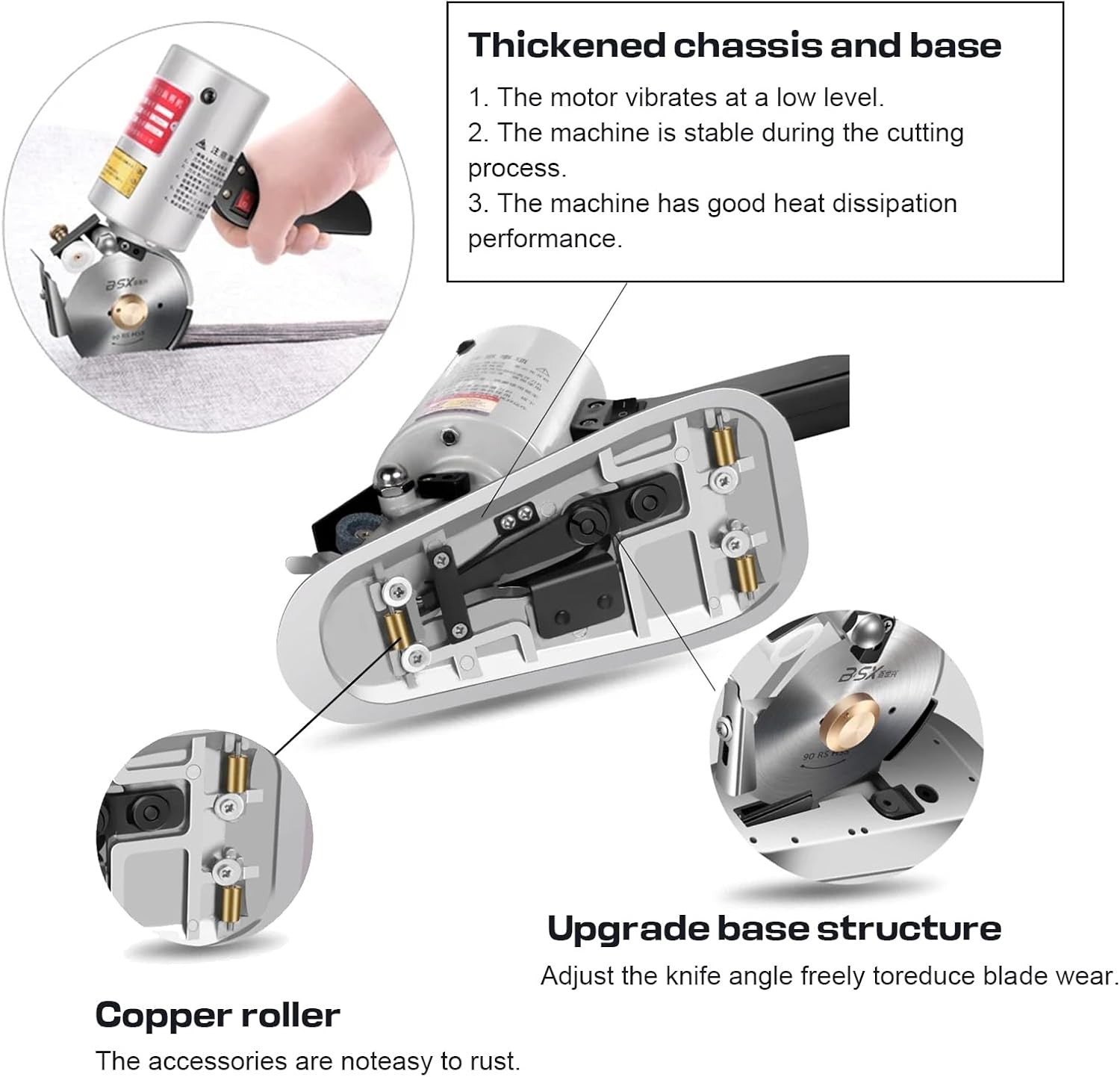 Electric Cloth Cutter Fabric Cutting Machine Round Blade Octagonal Knife