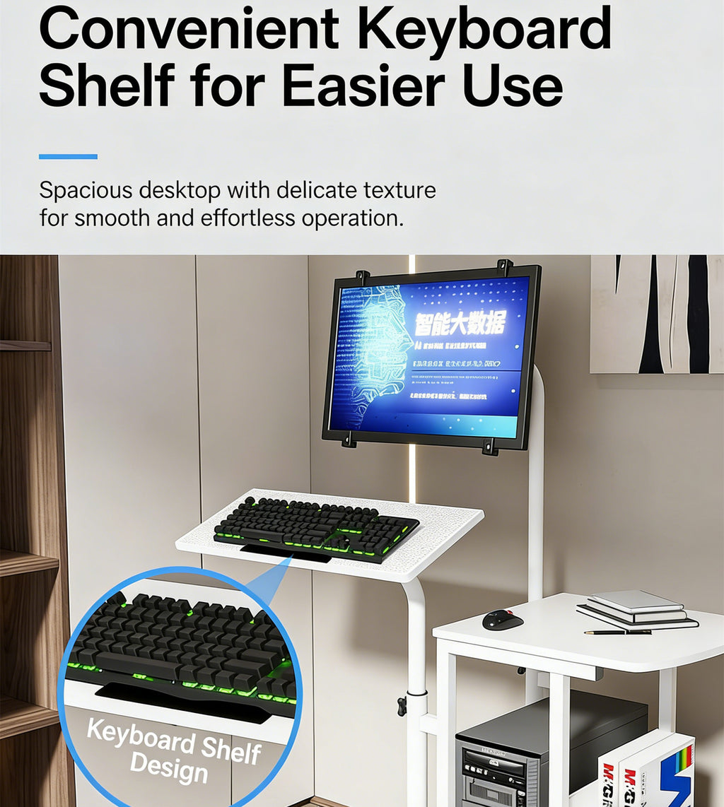 Overbed Bedside Table Standing Desk Hanging Laptop Computer Height Adjustable