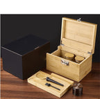 Bamboo Storage Chest with Movable Tray Locking Grinder and Jars Stash Box Bundle