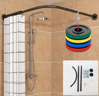 SUS304 Curved Shower Curtain Rod Black Stainless Steel 90-130cm Extendable AU