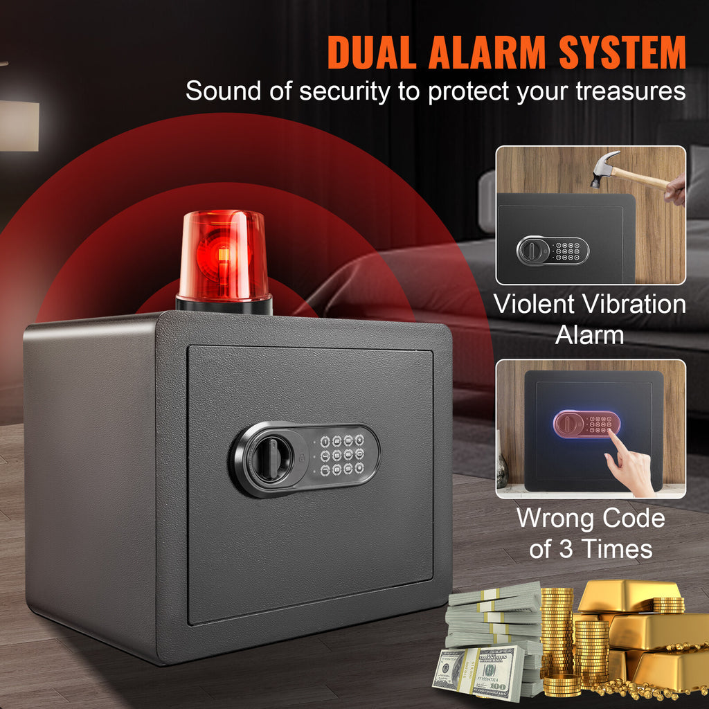 1.2C Steel Digital Safe Box with Dual Lock System for Home or Office Use